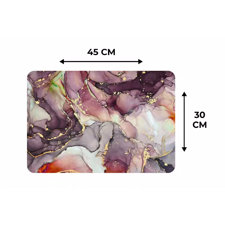 Placemat - 6 stuks - Marmer - Rood - Paars - Goud — 3