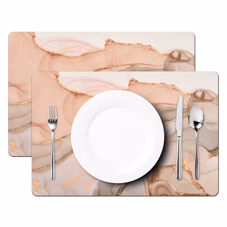 Placemat - 6 stuks - Marmer - Roze - Rosé — 2