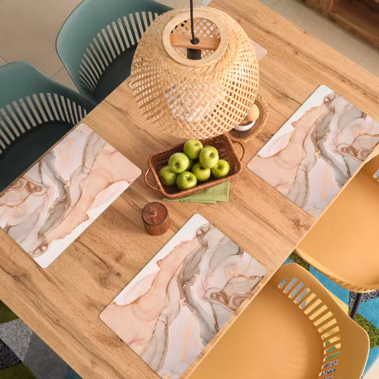 Placemat - 6 stuks - Marmer - Roze - Rosé — 6