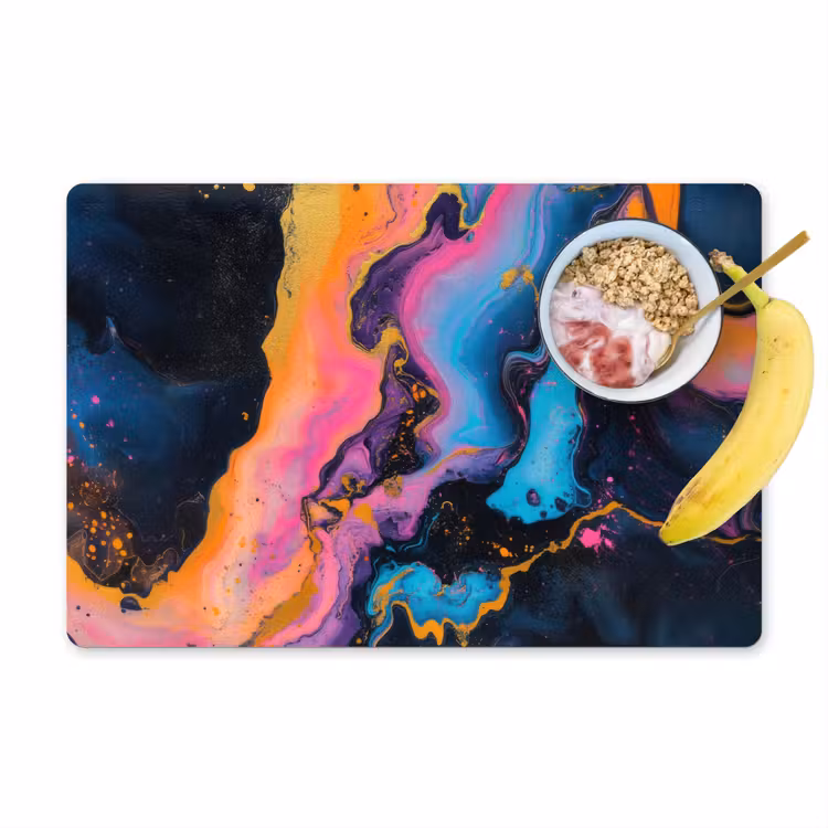 Placemat - 6 stuks - Modern - Marmer - Oranje — 1