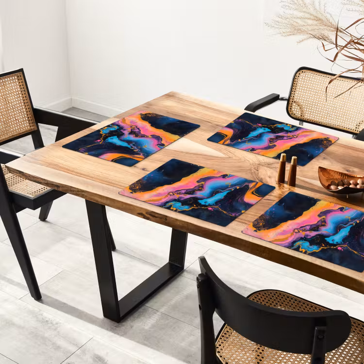 Placemat - 6 stuks - Modern - Marmer - Oranje — 5