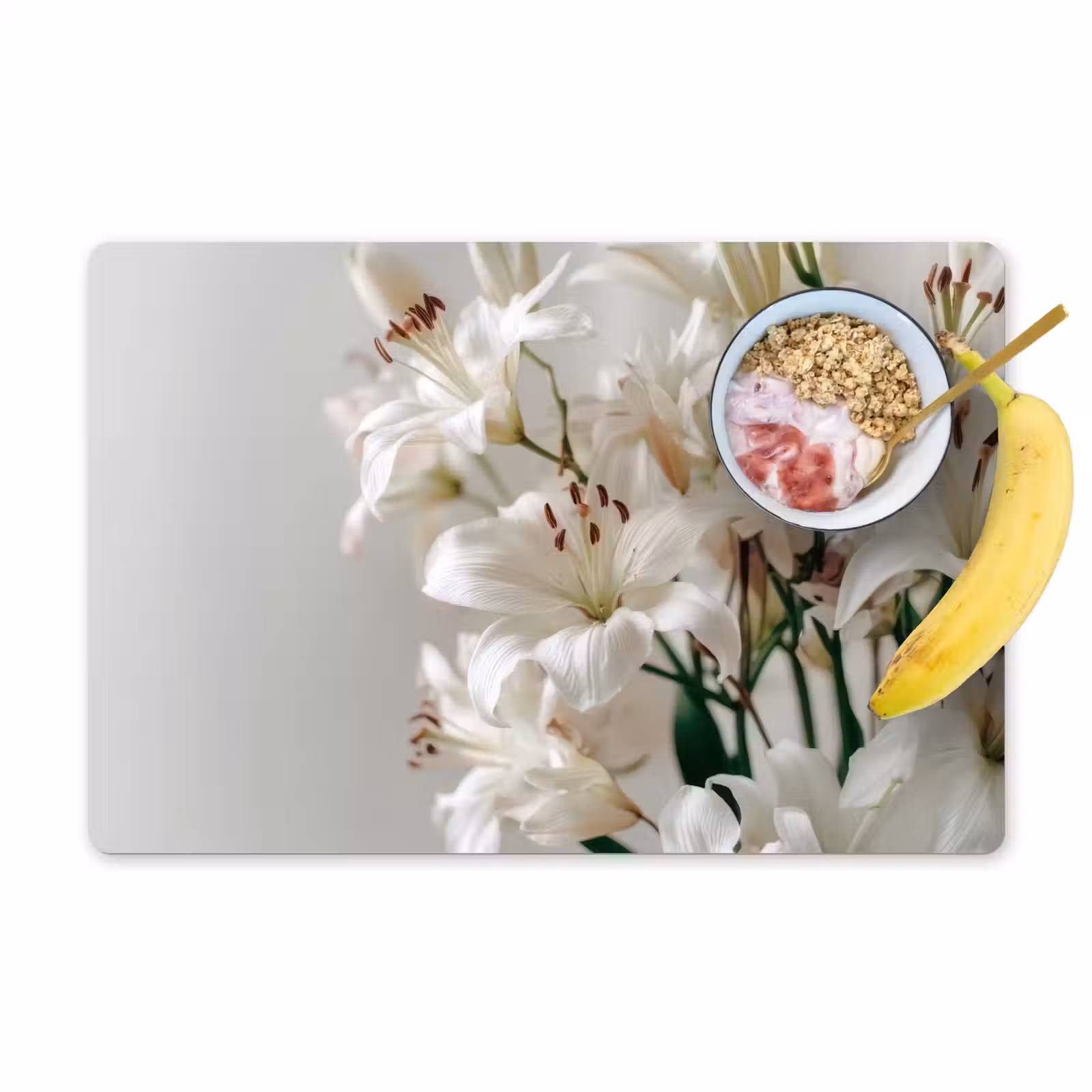 Placemat - 6 stuks - Lelies - Boekte - Wit - Meeldraden — 1