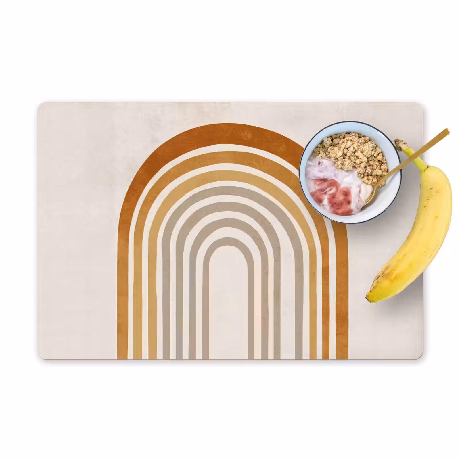 Placemat - 6 stuks - Minimalistisch - Boog - Lijnen - Beige — 1