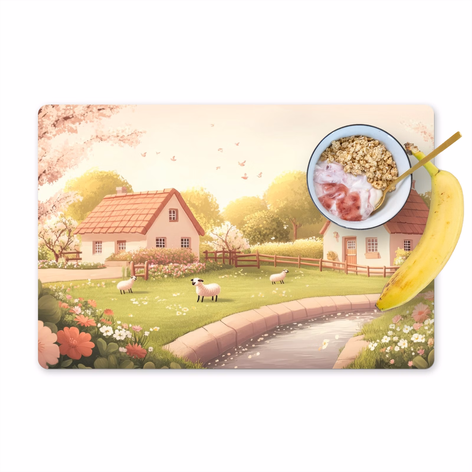 Placemat - 6 stuks - Schapen - Huisje - Platteland — 1