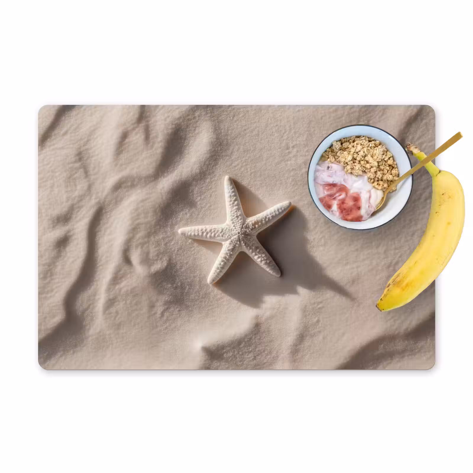 Placemat - 6 stuks - Strand - Zeester - Zand - Beige — 1