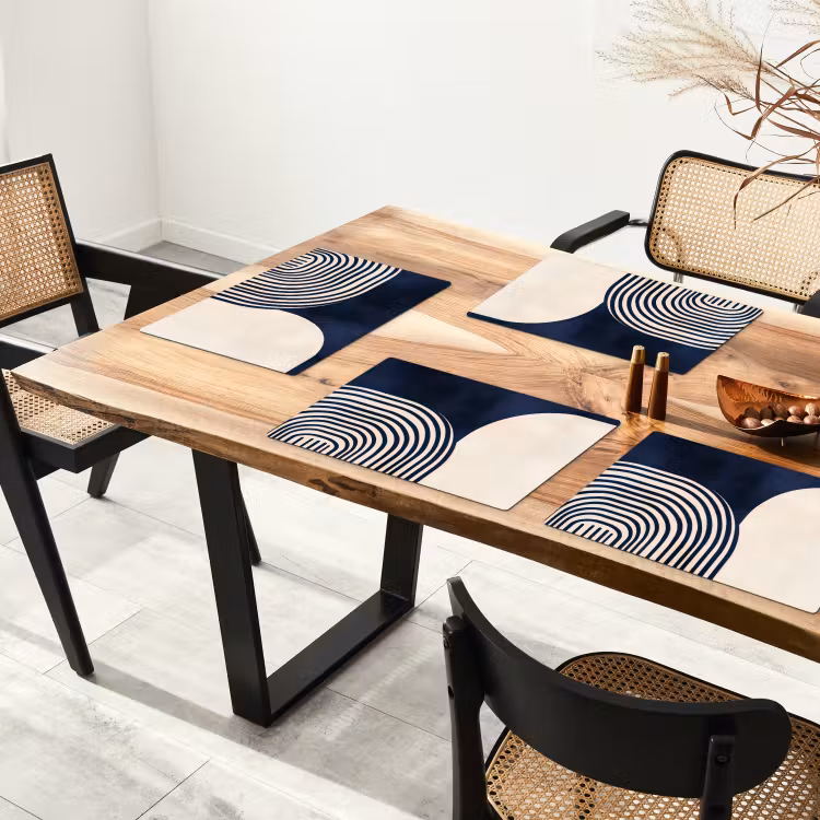 Placemat - 6 stuks - Donkerblauw - Abstract - Lijnen — 5