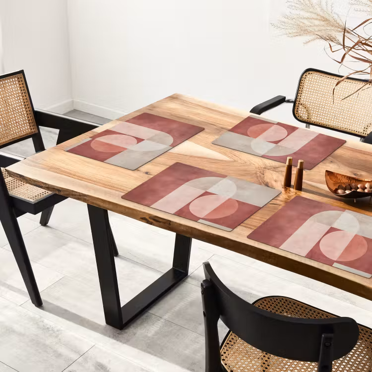 Placemat - 6 stuks - Figuren - Abstract - Roze — 5