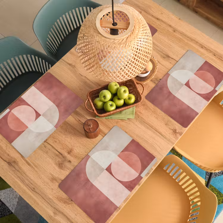 Placemat - 6 stuks - Figuren - Abstract - Roze — 6