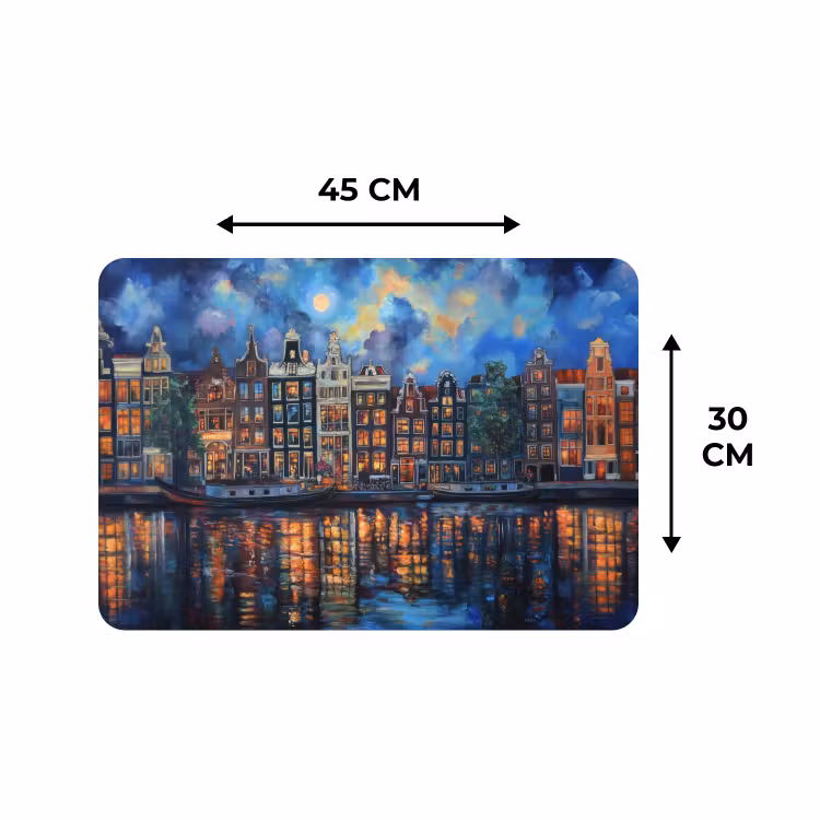 Placemat - 6 stuks - Grachten Amsterdam - Huizen - Stad - Kleurrijk — 3