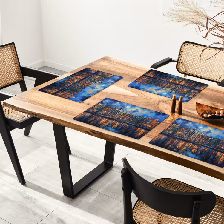 Placemat - 6 stuks - Grachten Amsterdam - Huizen - Stad - Kleurrijk — 5