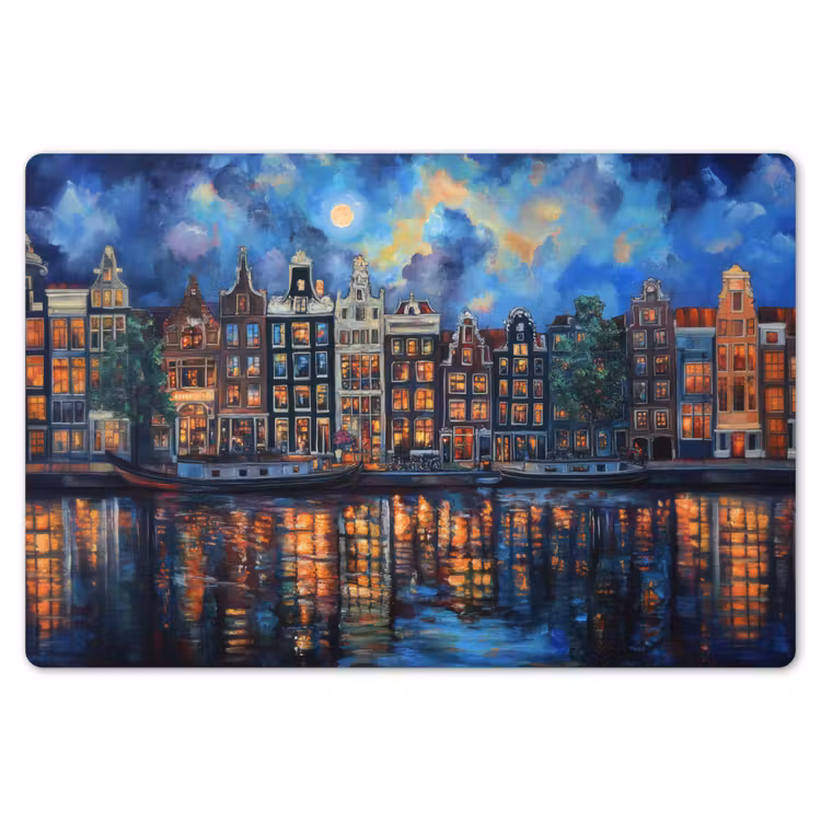 Placemat - 6 stuks - Grachten Amsterdam - Huizen - Stad - Kleurrijk — 7
