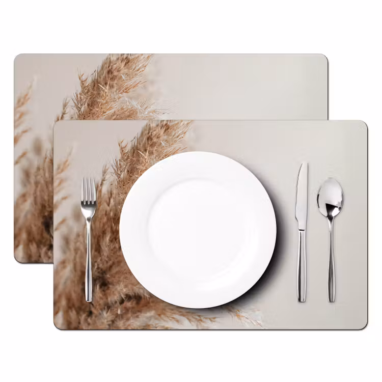 Placemat - 6 stuks - Gras - Planten - Natuur - Pampasgras — 1