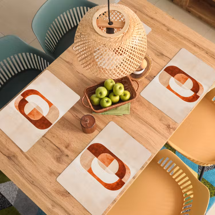 Placemat - 6 stuks - Illustratie - Abstract - Vormen - Rood — 6