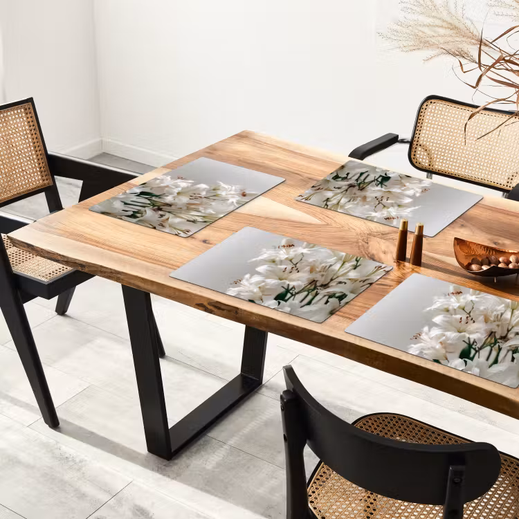 Placemat - 6 stuks - Lelies - Boekte - Wit - Meeldraden — 5