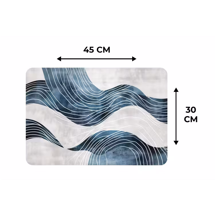 Placemat - 6 stuks - Lijnen - Golven - Abstract - Blauw — 3