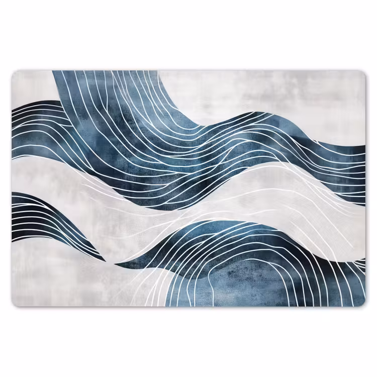 Placemat - 6 stuks - Lijnen - Golven - Abstract - Blauw — 7