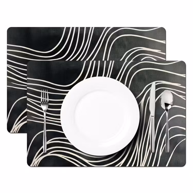 Placemat - 6 stuks - Lijnen - Patroon - Abstract - Wit — 2