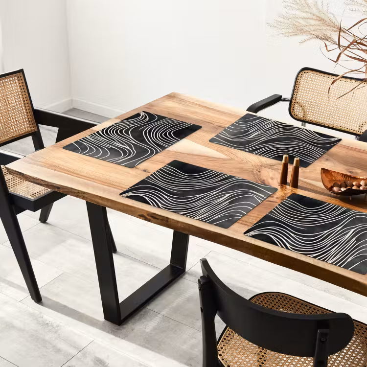Placemat - 6 stuks - Lijnen - Patroon - Abstract - Wit — 5