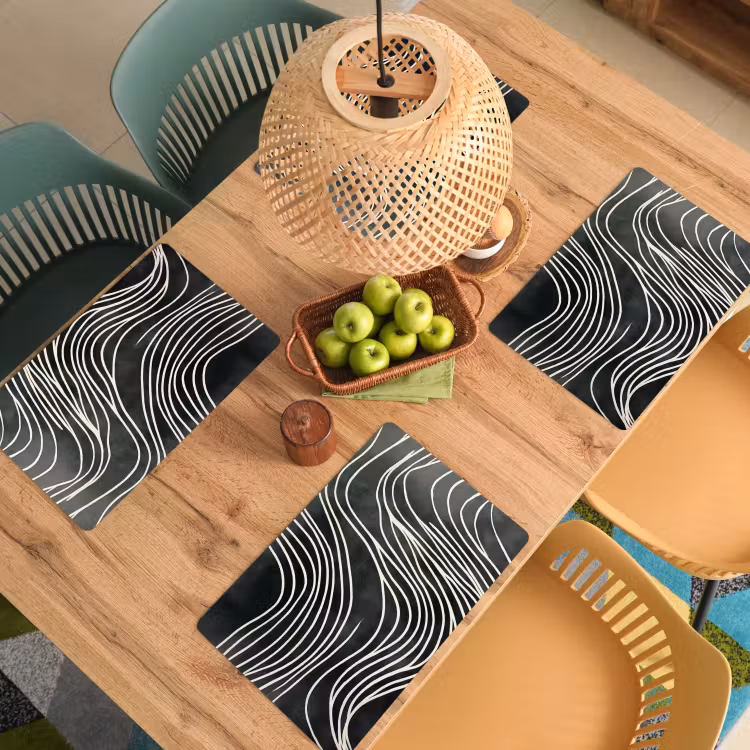 Placemat - 6 stuks - Lijnen - Patroon - Abstract - Wit — 6