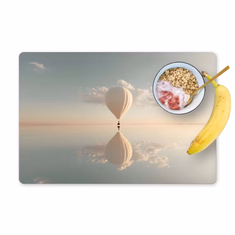 Placemat - 6 stuks - Luchtballon - Wolken - Water - Blauw — 1