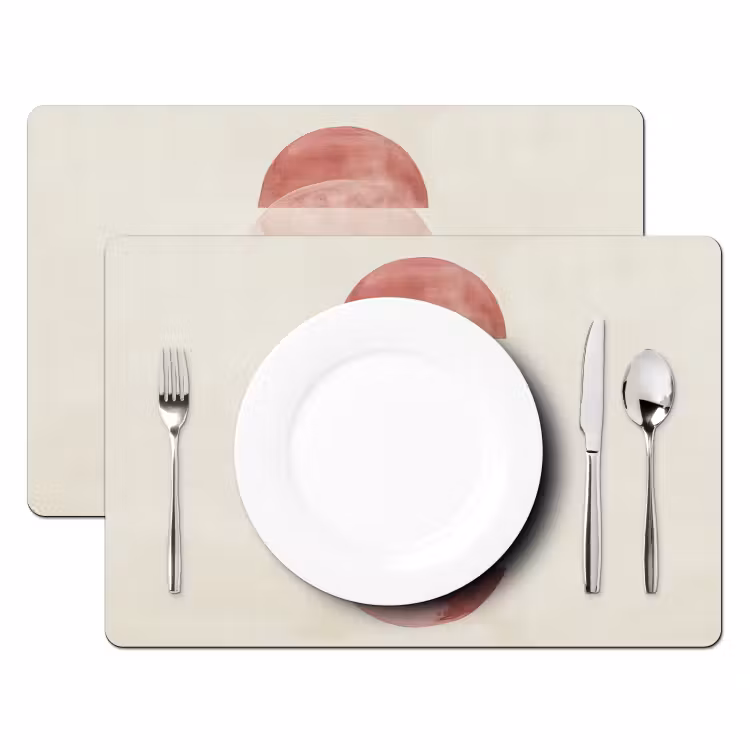 Placemat - 6 stuks - Minimalistisch - Cirkels - Roze — 2