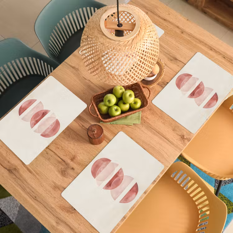 Placemat - 6 stuks - Minimalistisch - Cirkels - Roze — 6