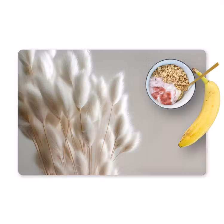 Placemat - 6 stuks - Pluimen - Beige - Minimalistisch — 1