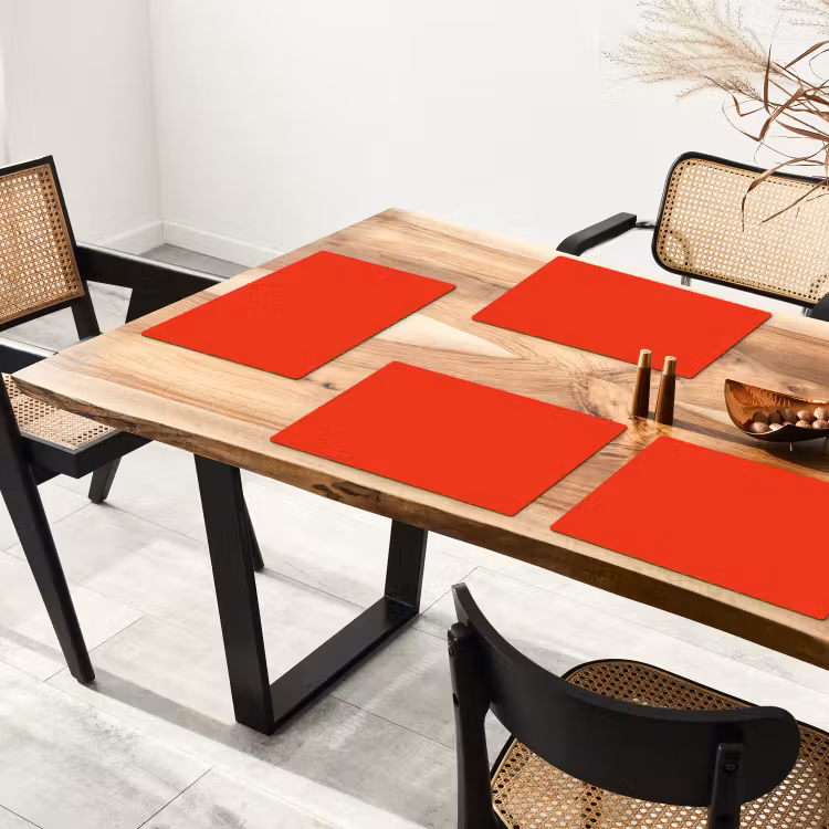 Placemat - 6 stuks - Rood - Kleur - Effen — 5
