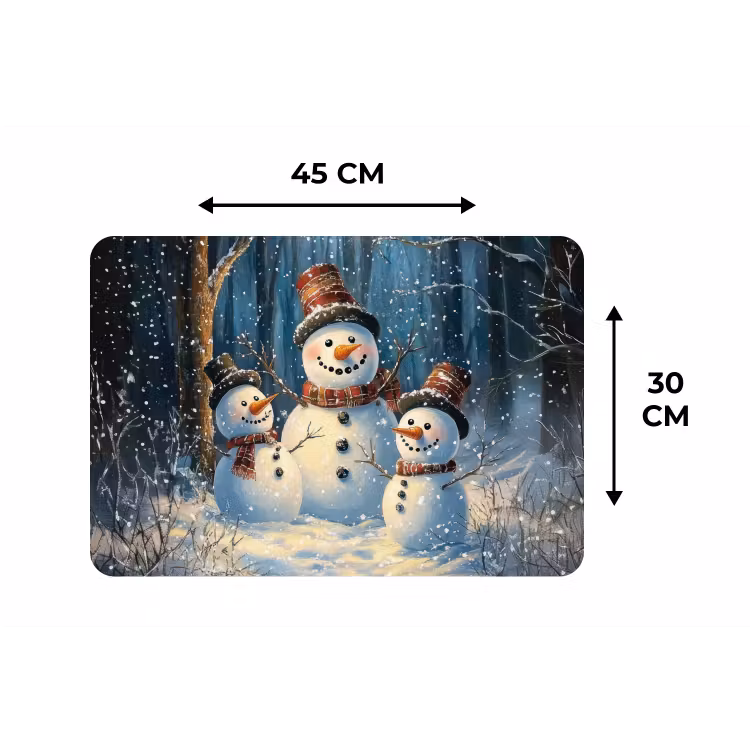 Placemat - 6 stuks - Sneeuwpop - Sneeuw - Winter - Bos — 3