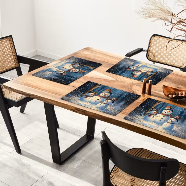 Placemat - 6 stuks - Sneeuwpop - Sneeuw - Winter - Bos — 5
