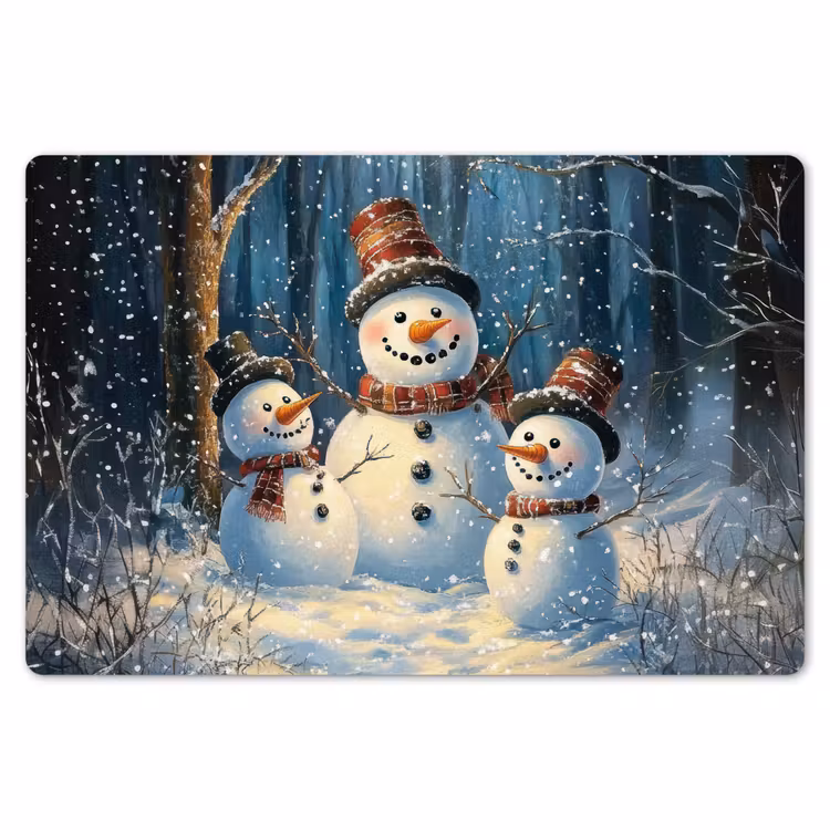 Placemat - 6 stuks - Sneeuwpop - Sneeuw - Winter - Bos — 7