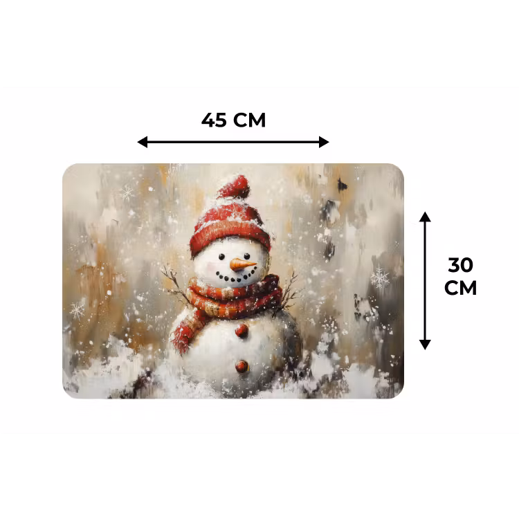 Placemat - 6 stuks - Sneeuwpop - Winter - Sneeuw - Beige — 3