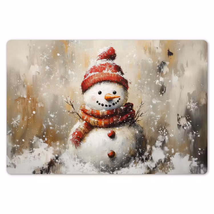 Placemat - 6 stuks - Sneeuwpop - Winter - Sneeuw - Beige — 7