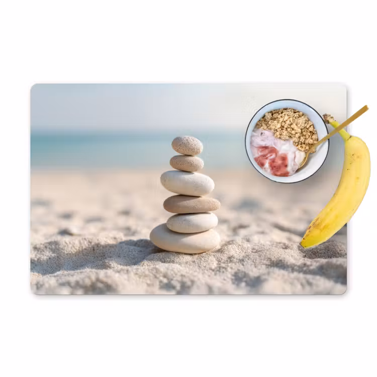 Placemat - 6 stuks - Stenen - Stapel - Zand - Zee — 1
