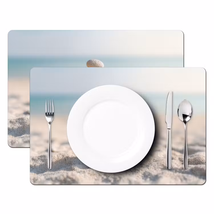 Placemat - 6 stuks - Stenen - Stapel - Zand - Zee — 2
