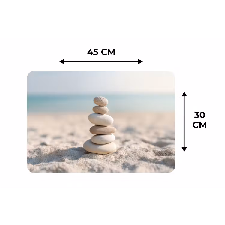 Placemat - 6 stuks - Stenen - Stapel - Zand - Zee — 3