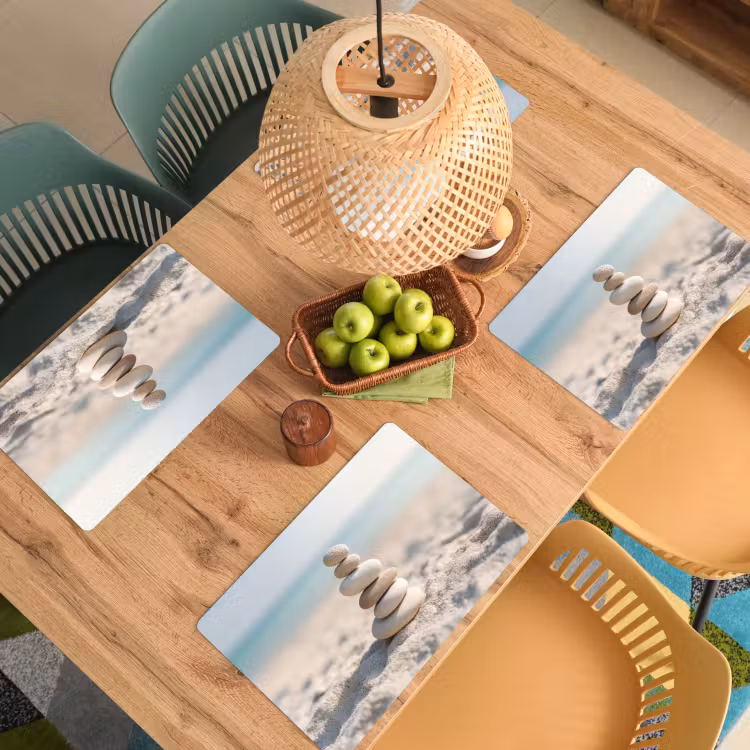 Placemat - 6 stuks - Stenen - Stapel - Zand - Zee — 6
