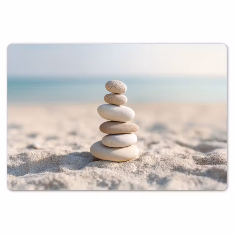 Placemat - 6 stuks - Stenen - Stapel - Zand - Zee — 7