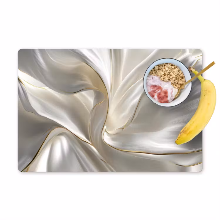 Placemat - 6 stuks - Stof - Plooien - Goud — 1