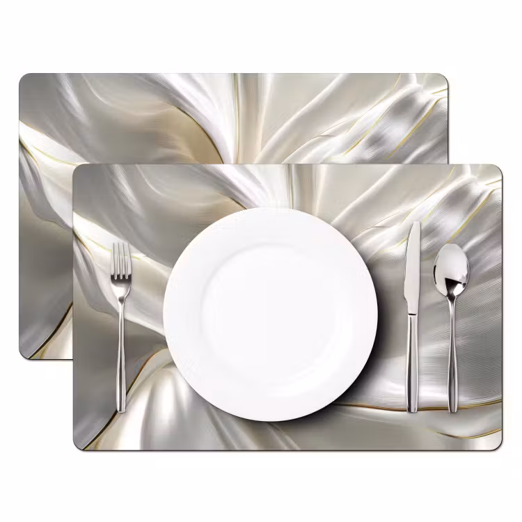 Placemat - 6 stuks - Stof - Plooien - Goud — 2