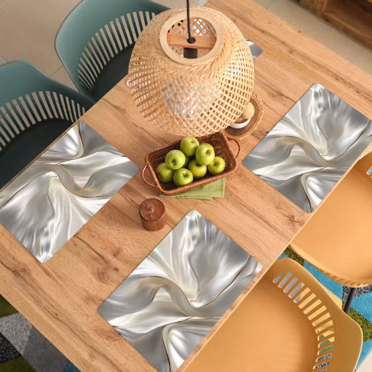 Placemat - 6 stuks - Stof - Plooien - Goud — 6