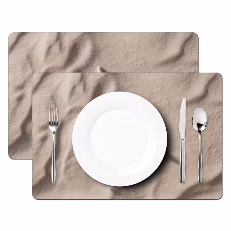 Placemat - 6 stuks - Strand - Zeester - Zand - Beige — 2