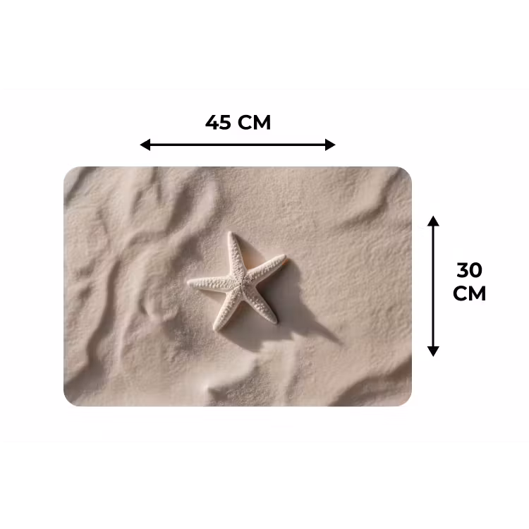 Placemat - 6 stuks - Strand - Zeester - Zand - Beige — 3