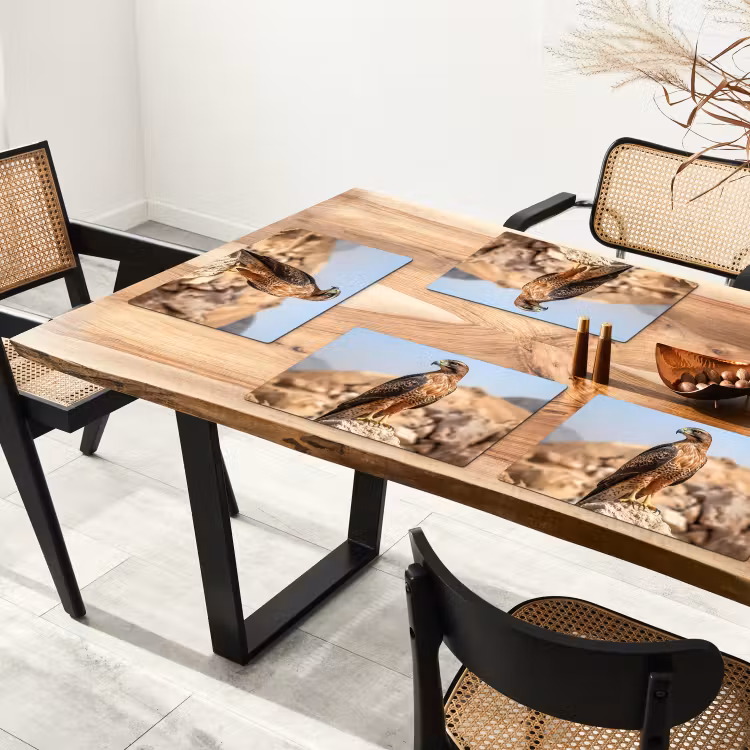Placemat - 6 stuks - Valk - Vogel - Rots - Macht — 5