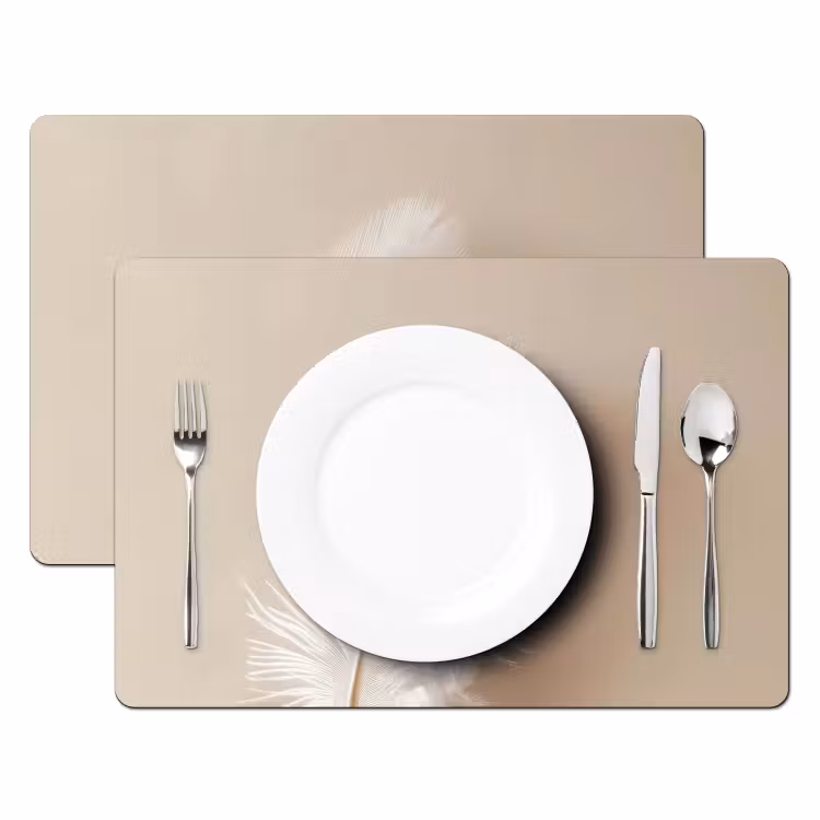 Placemat - 6 stuks - Veer - Minimalistisch - Roze — 2