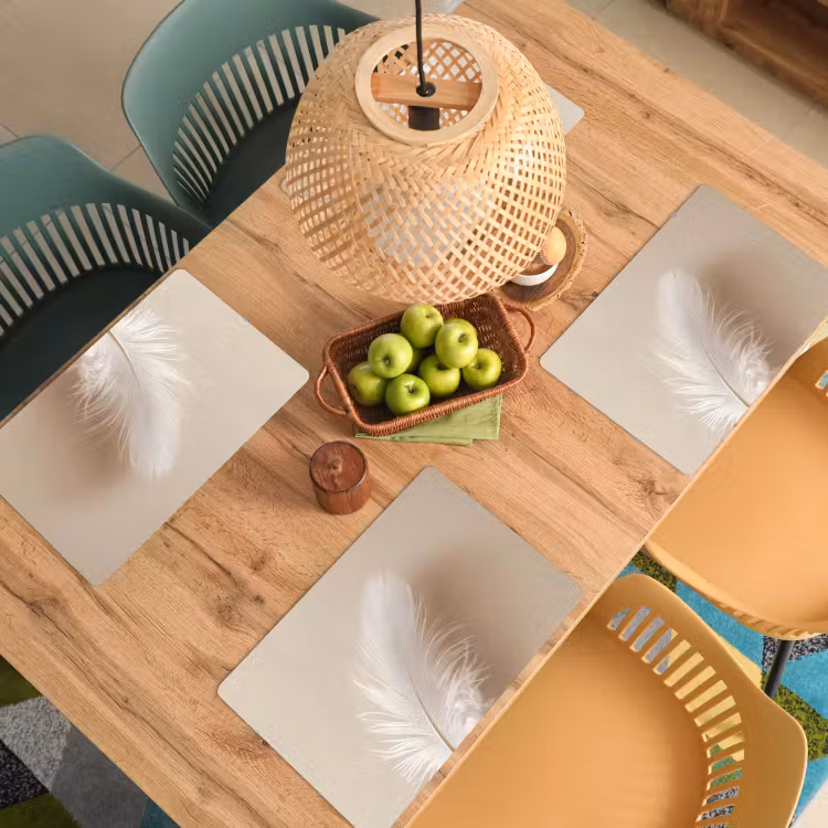 Placemat - 6 stuks - Veer - Minimalistisch - Roze — 6