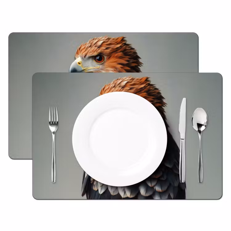 Placemat - 6 stuks - Vogel - Realistisch - Veren - Bruin — 2