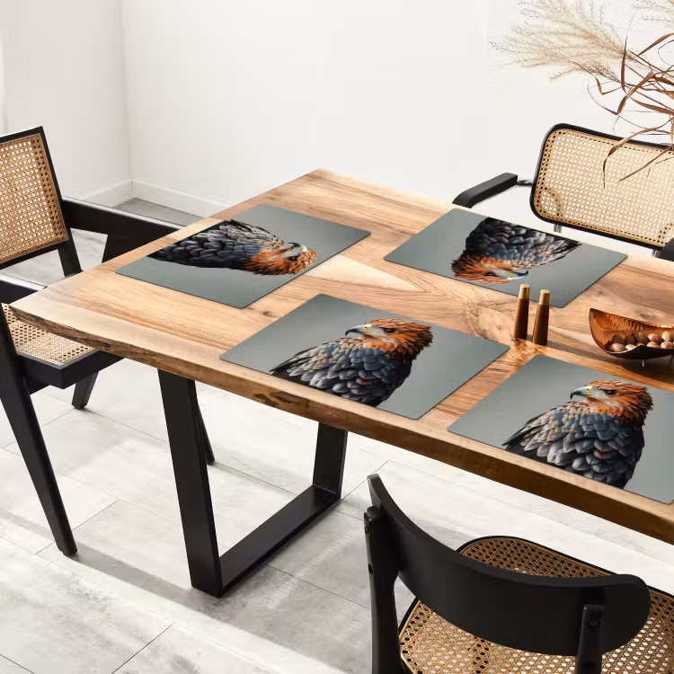 Placemat - 6 stuks - Vogel - Realistisch - Veren - Bruin — 5