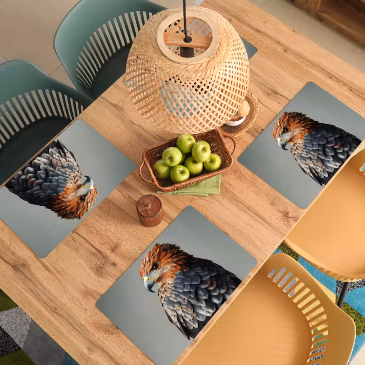 Placemat - 6 stuks - Vogel - Realistisch - Veren - Bruin — 6