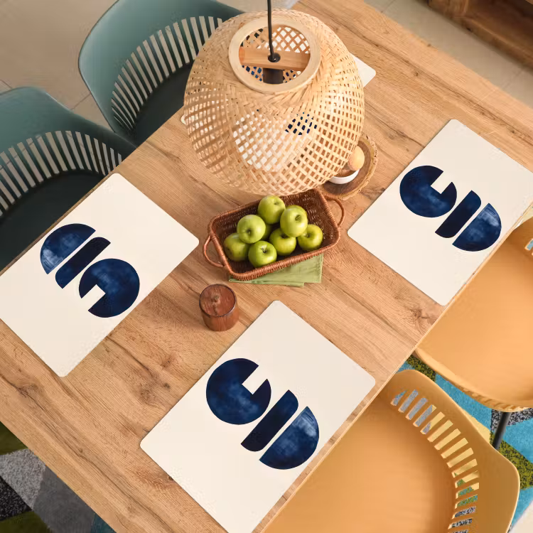 Placemat - 6 stuks - Vormen - Blauw - Abstract — 6